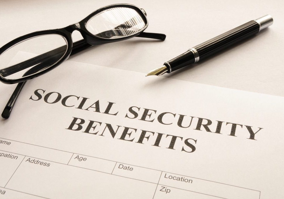 social security benefits form showing financial concept in office